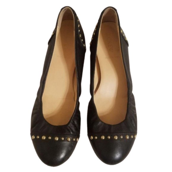 J. Crew Shoes - J. Crew Black Studded Leather Cece Ballet Flats
